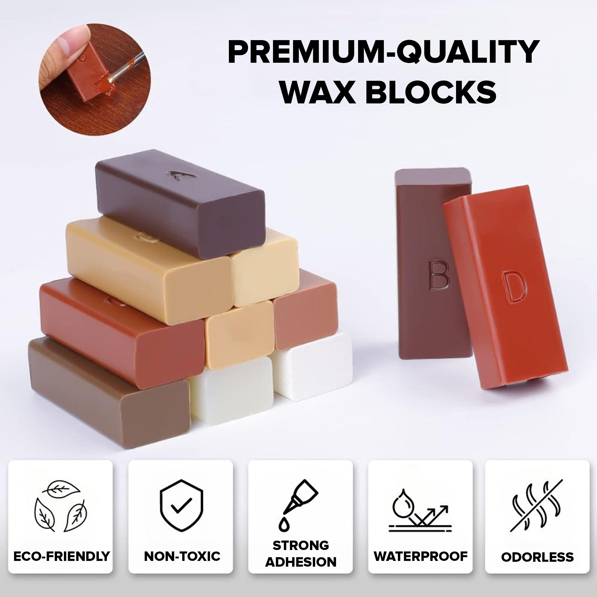 11er-Pack Extra-Wachs für Holzmaterialien, Leisten und Böden (Standardfarben)